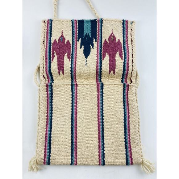 Southwest Tote Bag Birds Woven Shoulder Aztec Hippie Horse Blanket Messenger Pin - Picture 6 of 11